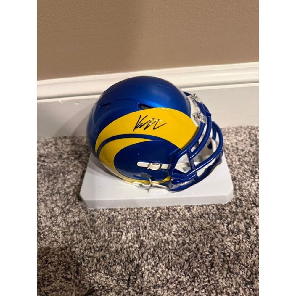 Kyren Williams signed autographed Los Angeles Rams Riddell mini helmet Beckett